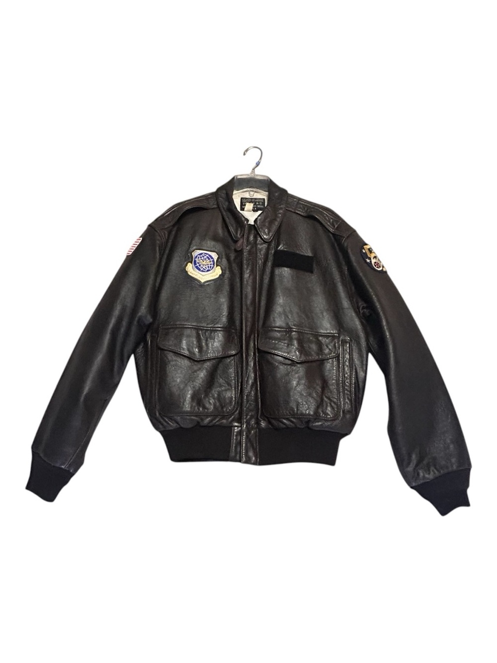 Vintage Ameco Type A-2 Leather Flight Jacket Medium Osan AFB Korea Souvenir